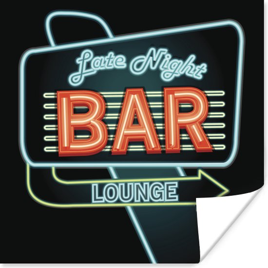 Une illustration d'une affiche de bar néon 30x30 cm - Tirage photo sur Poster (décoration murale salon / chambre)