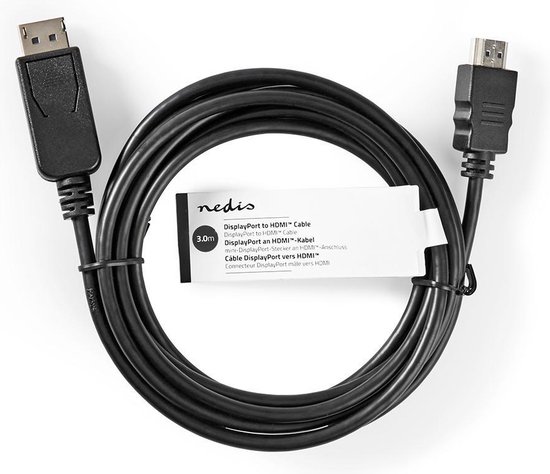 Nedis DisplayPort-Kabel | DisplayPort Male | HDMI™ Male | 4K@30Hz |  Vernikkeld | 3.00... | bol.com