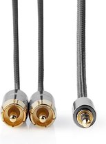 Nedis CATB22200GY10 Stereo-audiokabel 3,5 Mm Male - 2x Rca Male Gun Metal Grey Gevlochten Kabel