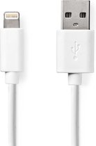Nedis USB-Kabel | USB 2.0 | Apple Lightning 8-Pins | USB-A Male | 480 Mbps | Vernikkeld | 1.00 m | Rond | PVC | Wit | Label