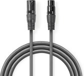 Nedis Gebalanceerde Audiokabel - XLR 3-Pins Male - XLR 3-Pins Female - Vernikkeld - 1.00 m - Rond - PVC - Donkergrijs - Kartonnen Sleeve