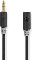 Nedis Stereo-Audiokabel - 3,5 mm Male - 3,5 mm Female - Verguld - 2.00 m - Rond - Antraciet - Doos
