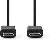 Nedis USB-Kabel - USB 3.2 Gen 2 - USB-C Male - USB-C Male - 15 W - 10 Gbps - Vernikkeld - 1.00 m - Rond - PVC - Zwart - Label