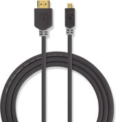 High Speed ​​HDMI™-Kabel met Ethernet | HDMI™ Connector | HDMI™ Micro-Connector | 4K@30Hz | 10.2 Gbps | 2.00 m | Rond | PVC | Antraciet | Window Box