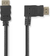 High Speed ​​HDMI™-Kabel met Ethernet | Rechts Gehoekte HDMI™ Connector | HDMI™ Connector | 4K@30Hz | 10.2 Gbps | 1.50 m | Rond | PVC | Zwart | Polybag
