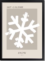 Kerstposter ART GALERIE Snow - Zand A3 + fotolijst zwart 29,7x42cm