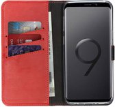 Samsung Galaxy S9 Hoesje met Pasjeshouder - Selencia Echt Lederen Booktype - Rood