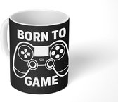 Mok - Koffiemok - Gamen - Quotes - Controller - Born to game - Zwart - Wit - Mokken - 350 ML - Beker - Koffiemokken - Theemok