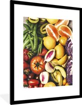 Photo encadrée - Image de cadre photo fruits et légumes frais noir avec passe-partout blanc 60x80 60x80 cm - Affiche encadrée (Décoration murale salon / chambre)