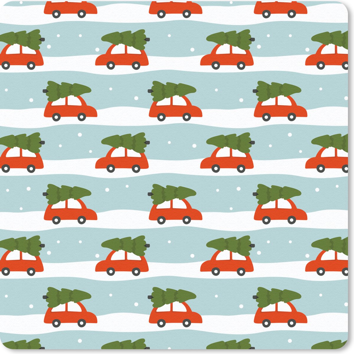 Muismat 20x20 cm - Mousepad Kerst - Kerstboom - Sneeuw - Patroon - Muismatten
