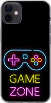Geschikt voor iPhone 12 mini hoesje - Controller - Game - Neon - Zwart - Quotes - Game zone - Siliconen Telefoonhoesje
