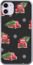 Geschikt voor iPhone 11 hoesje - Kerst - Kerstboom - Auto - Design - Siliconen Telefoonhoesje