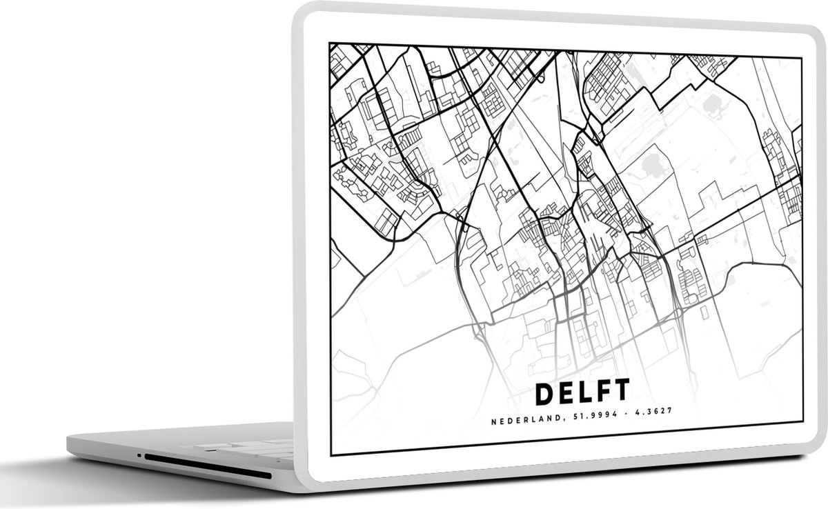 Laptop sticker - 17.3 inch - Kaart - Nederland - Delft - 40x30cm - Laptopstickers - Laptop skin - Cover