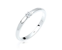 Elli PREMIUM - Ring - Dames Verlovingsring Diamant (0.03 ct.) in 925 Sterling Zilver - Dames