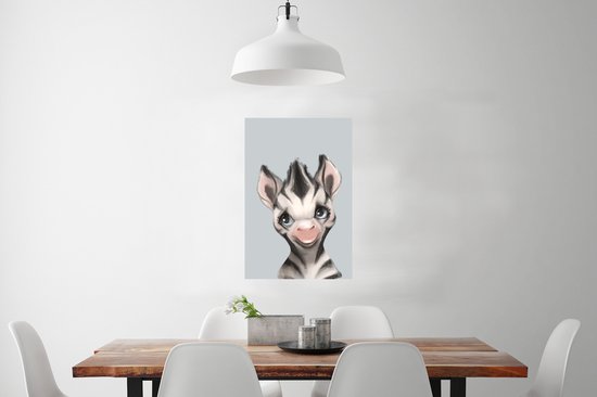 Affiche Zebra - Enfant - Grijs - 60x90 cm