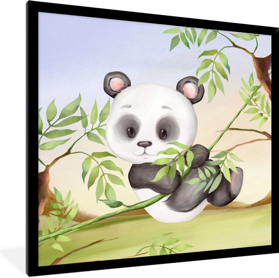Fotolijst incl. Poster - Jungle - Panda - Liaan - 40x40 cm - Posterlijst