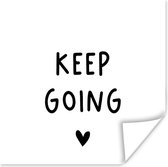 Poster Engelse quote "Keep going" met een hartje tegen een witte achtergrond - 50x50 cm