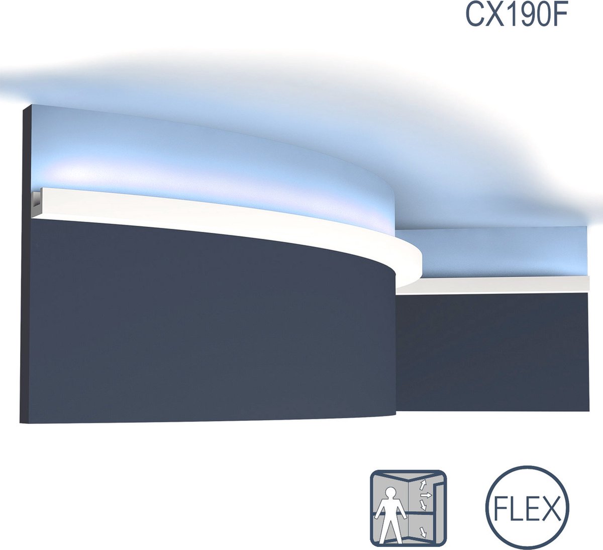 Kroonlijst Orac Decor CX190F AXXENT U-PROFILE plafondlijst flexibele lijst lijstwerk tijdeloos klassieke stijl wit 2 m