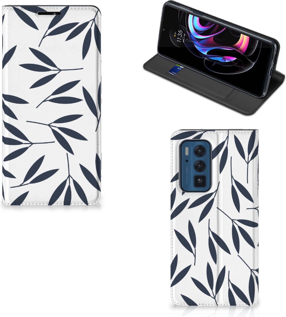 Motorola Edge 20 Pro Smart Cover Leaves Blue