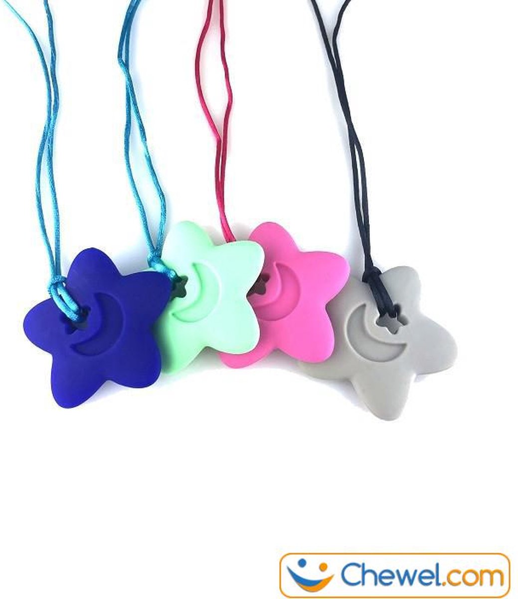 Bijtketting Kauwketting | Ster met maantje | 4 kleuren | Roze | Chewel ® — afbeelding 9