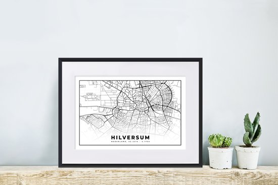 Affiche avec cadre Carte - Pays- Nederland - Hilversum - 40x30 cm