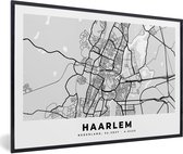 Fotolijst incl. Poster - Kaart - Haarlem - Nederland - 90x60 cm - Posterlijst