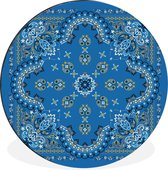 WallCircle - Wandcirkel - Muurcirkel - Mandala - Patronen - Blauw - Aluminium - Dibond - ⌀ 90 cm - Binnen en Buiten
