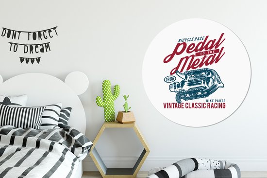 WallCircle - Peinture - Pédales Vélo Citation Rétro Xxl - Multicolore - 120 X 120 Cm