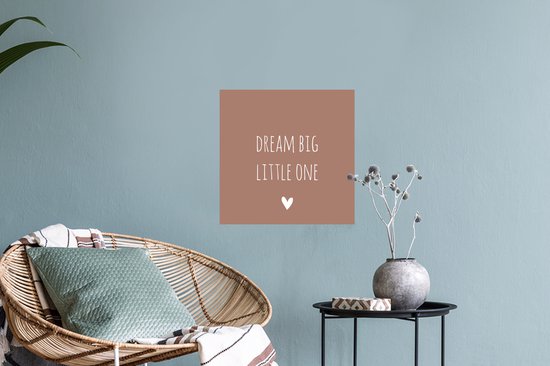 Stickers muraux - Film autocollant - Citation anglaise "Dream big little one" avec un coeur sur fond marron - 30x30 cm - Film adhésif - Stickers muraux Chambre d'enfant - Papier peint autocollant - Papier peint autocollant - Film autocollant