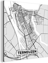 Wanddecoratie Metaal - Aluminium Schilderij Industrieel - Stadskaart - Terneuzen - Grijs - Wit - 20x20 cm - Dibond - Foto op aluminium - Industriële muurdecoratie - Voor de woonkamer/slaapkamer - Plattegrond