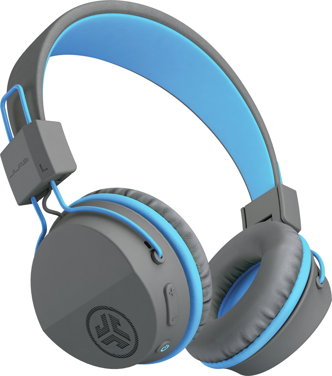 JLab Audio Jbuddies - Bluetooth kinder koptelefoon - Draadloze hoofdtelefoon kinderen - kinderkoptelefoon draadloos - Grijs/Blauw