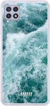 6F hoesje - geschikt voor Samsung Galaxy A22 4G -  Transparant TPU Case - Whitecap Waves #ffffff