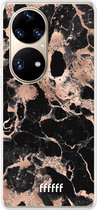 6F hoesje - geschikt voor Huawei P50 Pro -  Transparant TPU Case - Rose Gold Marble #ffffff