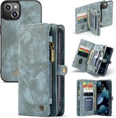 Caseme - vintage 2 in 1 portemonnee hoes - Geschikt voor iPhone 12 Mini - Blauw