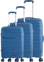 FRANCE BAG Set van 3 koffers 8 multidirectionele wielen polypropyleen marineblauw