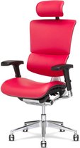 X-Chair bureaustoel X4 premium leer Rood met hoofdsteun