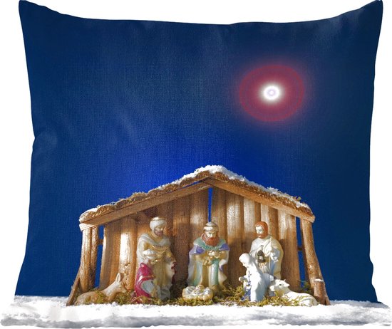 Sierkussens - Kussentjes Woonkamer - 60x60 cm - Kerst - Kerststal - Kerstversiering - Kerstdecoratie voor binnen - Woonkamer