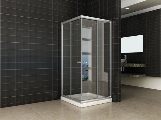 Bally Eco Cabine de douche Entrée d'angle 90x90x190cm Verre de sécurité anti-calcaire 5mm avec revêtement NANO Glas transparent