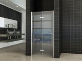 Porte de douche pliable Bally porte de niche pliable gauche 90x200cm 8mm verre de sécurité anti-calcaire avec revêtement NANO