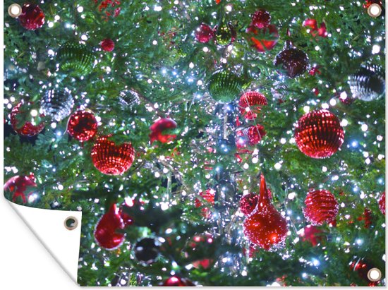 Ruwe slaap ontwikkelen vonnis Tuin decoratie Rode kerstballen in boom - 40x30 cm - Tuindoek | bol.com