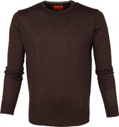 Suitable - Merino Trui O-neck Donkerbruin - L - Modern-fit