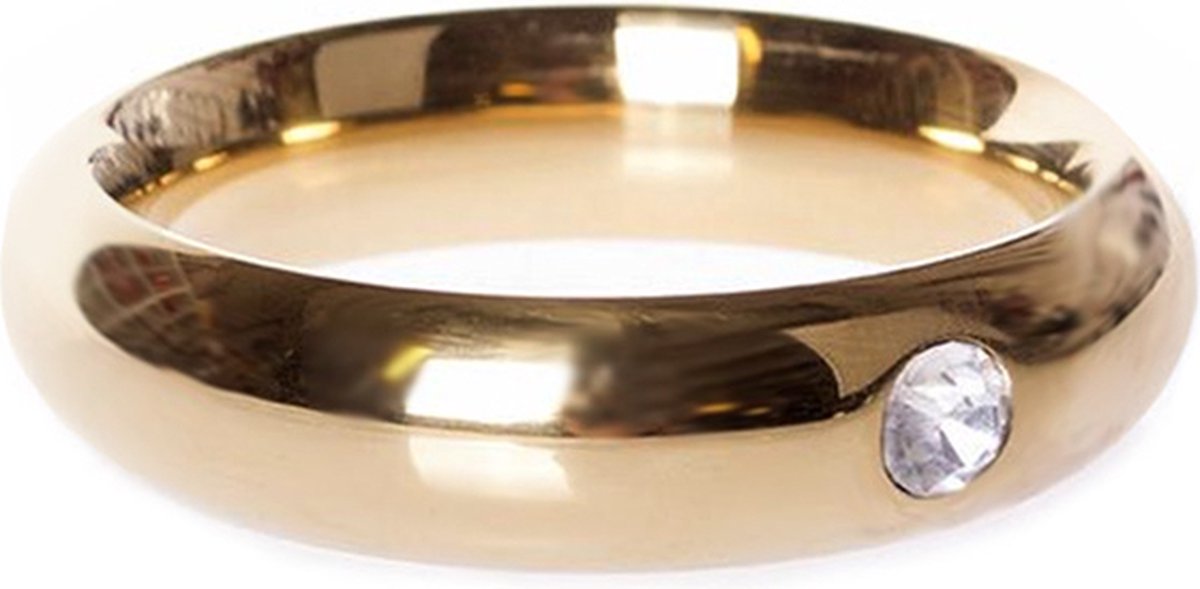 Goedkoopste Gouden Donut Cockring met Kristal 8 mm Ø 40 mm