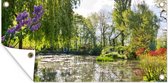 Schuttingposter Kleuren met weerkaatsing in het water van Monet's tuin in Frankrijk - 200x100 cm - Tuindoek