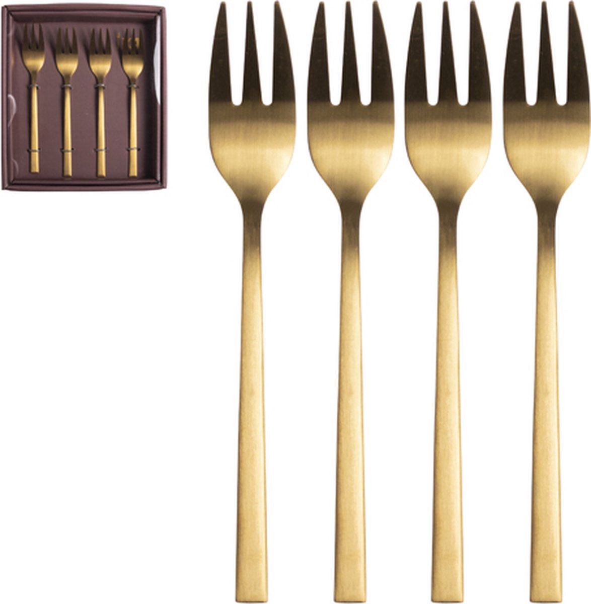 Taartvorkjes goud - set 4 stuks