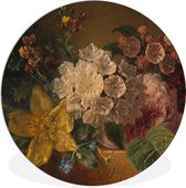 WallCircle - Wandcirkel ⌀ 90 - Bloemen - Schilderij van G.J.J Van Os - Ronde schilderijen woonkamer - Wandbord rond - Muurdecoratie cirkel - Kamer decoratie binnen - Wanddecoratie muurcirkel - Woonaccessoires