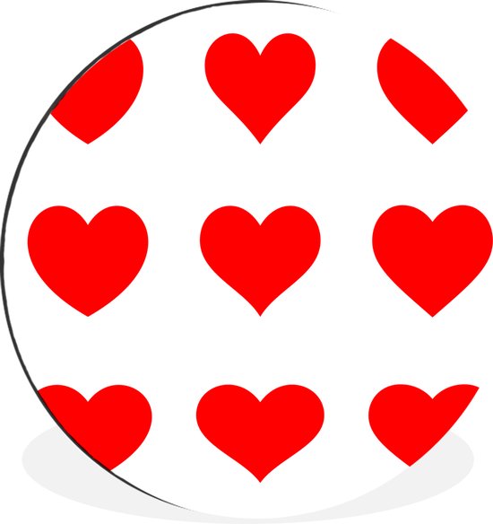 WallCircle - Wandcirkel - Muurcirkel - Een illustratie met negen rode hartjes - Aluminium - Dibond - ⌀ 30 cm - Binnen en Buiten