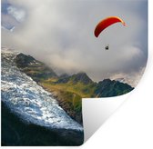 Muurstickers - Sticker Folie - Alpen - Paragliding - Sneeuw - 80x80 cm - Plakfolie - Muurstickers Kinderkamer - Zelfklevend Behang - Zelfklevend behangpapier - Stickerfolie