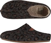 Dames instap slippers/pantoffels luipaard print beige maat 39-40