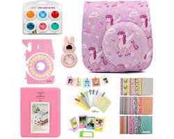 Buxibo Fujifilm Instax Mini 11 Accessoires Pakket - Inclusief Beschermhoes met Schouderriem Fuji Fotoboek/Lens/Hangertjes/Stickers -  Unicorn