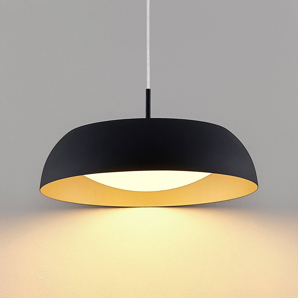 Arcchio - LED hanglamp - 1licht - metaal, acryl - H: 11 cm - zwart, goud, wit - Inclusief lichtbron